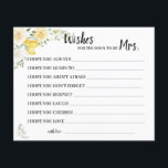 Wishes for Soon to be Mrs Lemons&Roses Shower Card<br><div class="desc">White & Yellow Roses and Lemons Bridal Shower Design. For additional customisation (change other wording,  font colour,  font style),  click on personalise,  scroll down and click on the link "click to customise further". ~ Check collection for matching games,  invitations,  signs,  and more ~</div>