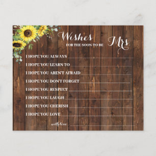 Wishes for Soon to be Mrs Sunflowers Shower Card