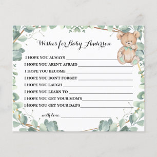 Wishes for Soon to be Mum Bear Greenery Shower Flyer