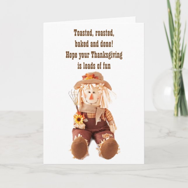WISHES FOR THANKSGIVING FROM CUTIE PIE SCARECROW HOLIDAY CARD (Front)