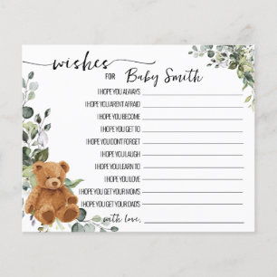 Wishes for the Baby Bear Greenery Baby Shower Card
