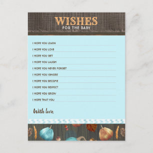 Wishes For The Baby Fall Pumpkin Boys Baby Shower Postcard