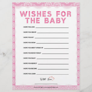 Wishes For The Baby [Luxury Lace [Pink]] Custom Letterhead