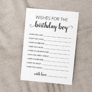 Wishes for the Birthday boy Birthday Party Card