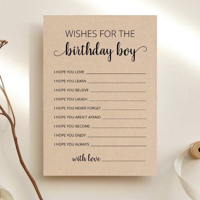 Wishes for the Birthday boy Birthday Party Card (Creator Uploaded)