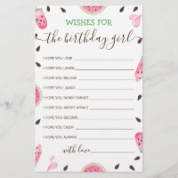 Wishes for the Birthday girl Birthday Party card
