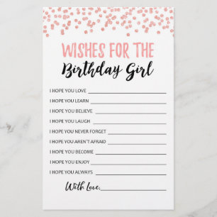 Wishes for the Birthday girl Birthday Party game