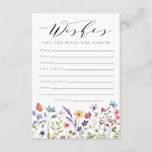 Wishes for the Bride Wildflower Love Bridal Shower Advice Card