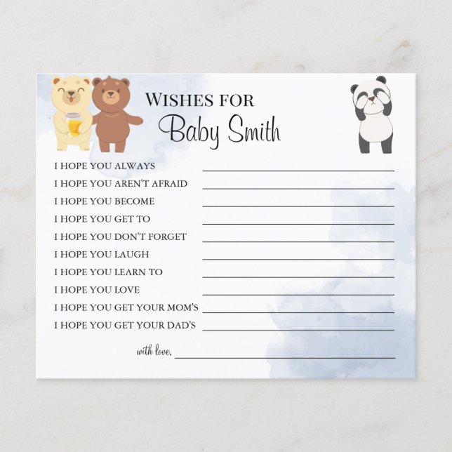 Wishes for the New Baby woodland baby shower card (Front)
