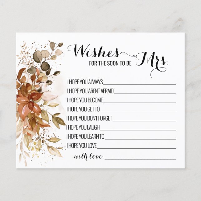 Wishes for the Soon to be Mrs Fall Wedding Shower Flyer (Front)