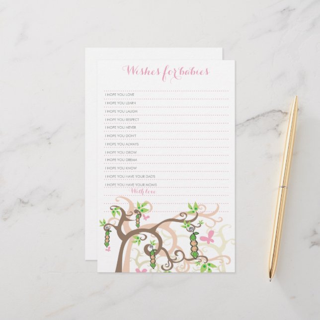 Wishes For Twins Baby Girl Pink Peas In A Pod Game (Front/Back In Situ)