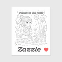 Wishes in the Wind Matte Sticker to Colour