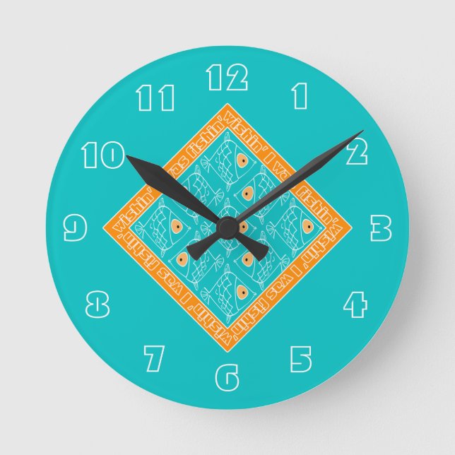 Wishin' I Was Fishing Numbered Round Clock (Front)