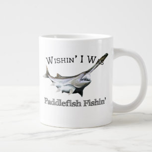 Wishin I Was Paddlefish Fishin Large Coffee Mug