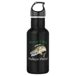 Wishin I Was Walleye Fishin 532 Ml Water Bottle