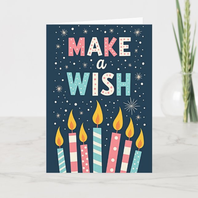 Wishing Candles Navy Card (Front)