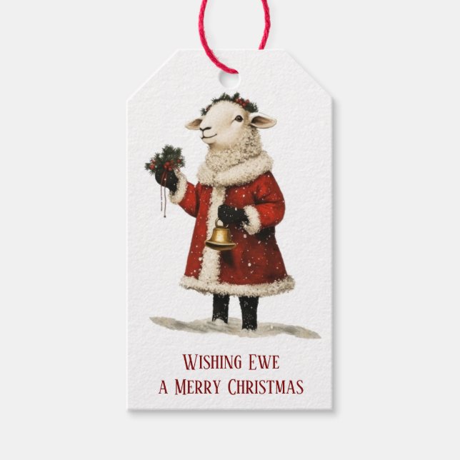 Wishing Ewe Sheep Lamb Santa Gift Tag (Front)