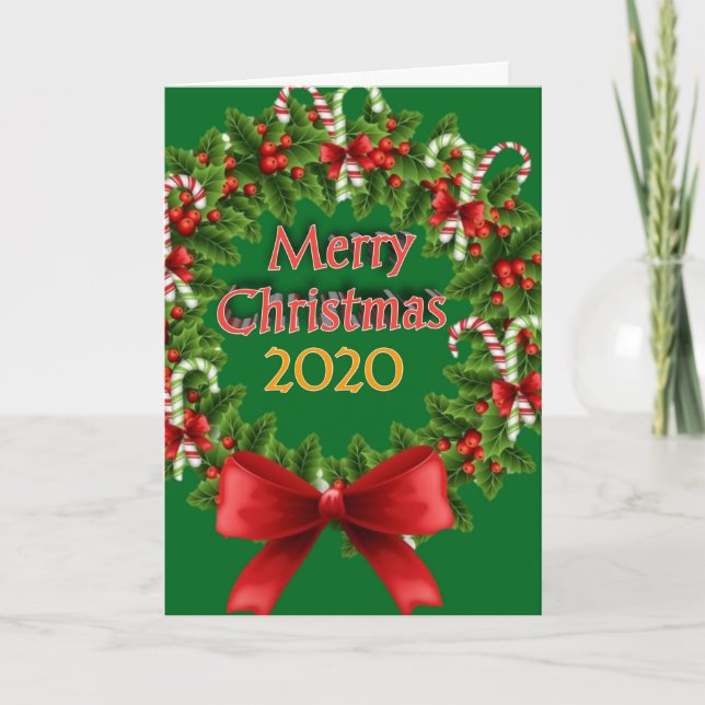 Wishing Happy Holiday Decorative Christmas Tree Card (Front)