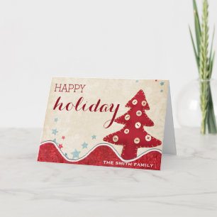 Wishing Happy Holiday Red Christmas Tree Card