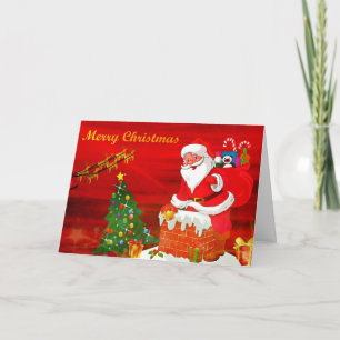 Wishing Happy Holiday Santa Decor Christmas Card