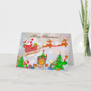 Wishing Happy Holiday Santa Decor Christmas Card