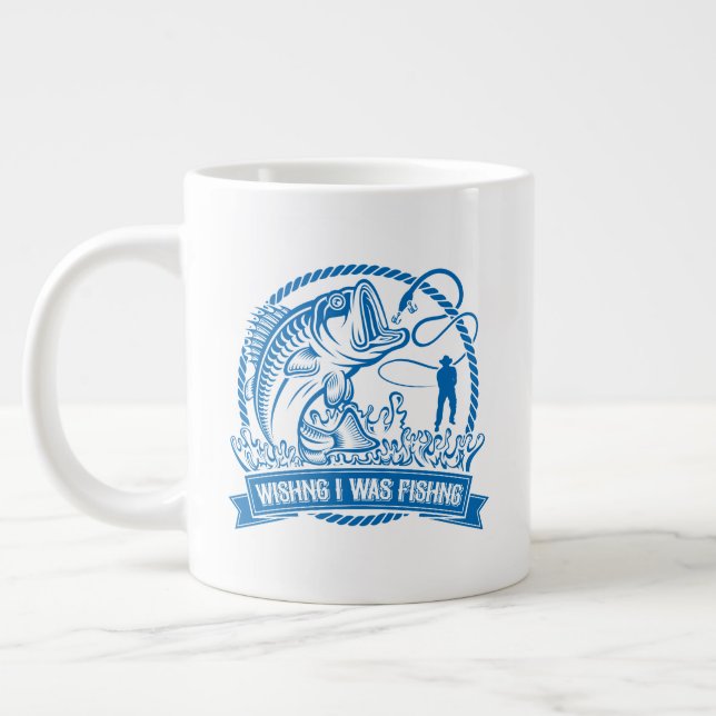 Wishing I Was Fishing Large Coffee Mug (Left)