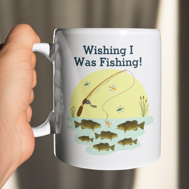 Wishing I was Fishing Smallmouth Bass Lake Fish  Coffee Mug (Creator Uploaded)