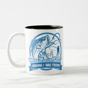 Wishing I Was Fishing Two-Tone Coffee Mug