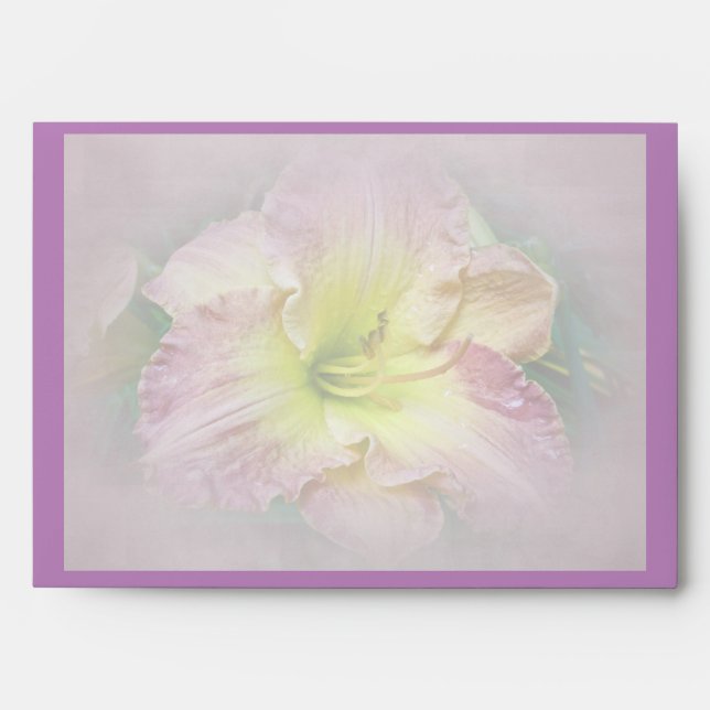Wishing Joy Fancy Pink Daylily Blossom Envelope (Front)