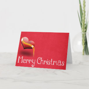 Wishing Merry Christmas Red Heart Holiday Card