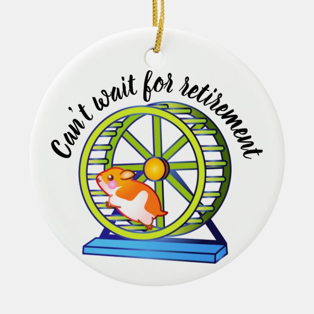 Wishing Retirement Hamster Ceramic Tree Decoration (Front)