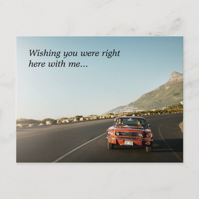 Wishing right here mustang sunset drive route 66 postcard (Front)