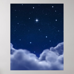 Wishing Star over Clouds Poster