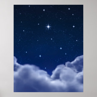 Wishing Star over Clouds Poster