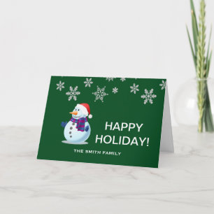 Wishing to Happy Holiday with Snowman Christmas Card