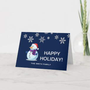 Wishing to Happy Holiday with Snowman Christmas Card