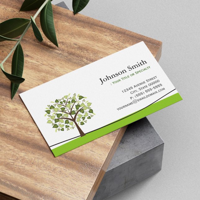 Wishing Tree of Hearts - Simple Green Stylish Business Card (Creator Uploaded)