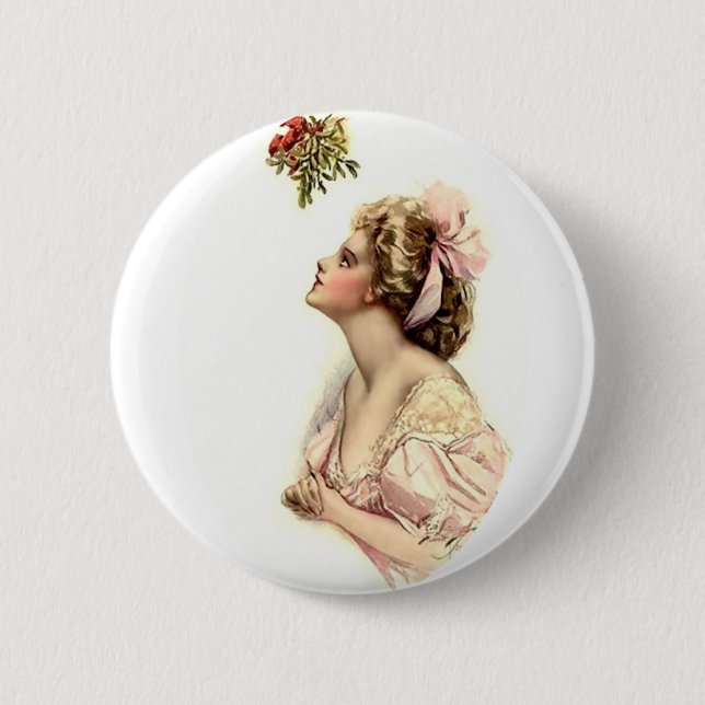 Wishing Under the Mistletoe 6 Cm Round Badge (Front)