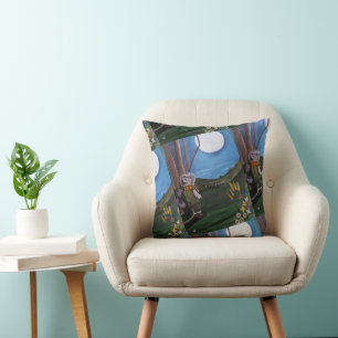 Wishing Upon The Moon Painting by Alfred Fox Cushion