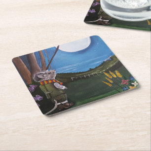 Wishing Upon The Moon Painting by Alfred Fox Square Paper Coaster