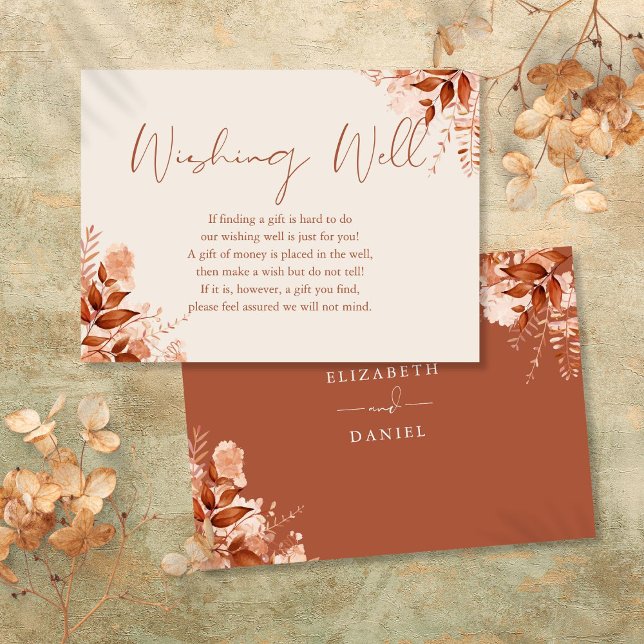 Wishing Well Autumn Fall Rustic Floral Wedding Enclosure Card (Wishing Well Autumn Fall Rustic Floral Wedding Enclosure Card)