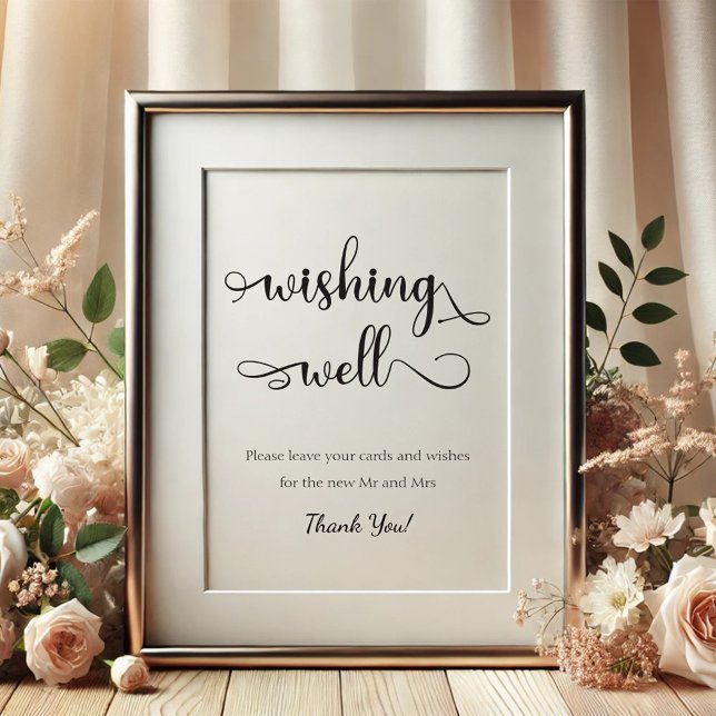 "Wishing Well" Black White simple Wedding Sign (Creator Uploaded)