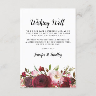 Wishing Well Blush Burgundy Floral Enclosure Card