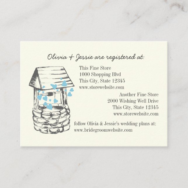 Wishing Well Bridal Registry Cards (Front)