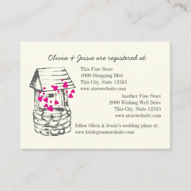 Wishing Well Bridal Registry Cards (Front)