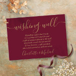 Wishing Well Burgundy and Gold Wedding Enclosure Card<br><div class="desc">This elegant burgundy and gold wedding wishing well enclosure card can be personalised with your special message and names! Designed by Thisisnotme©</div>