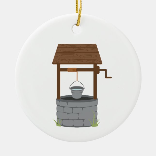 Wishing Well Ceramic Tree Decoration (Front)