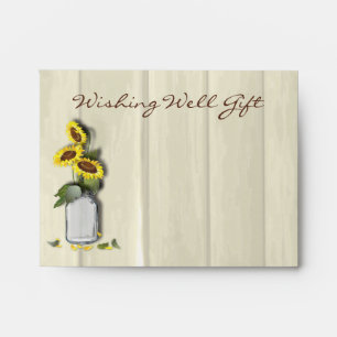 WISHING WELL ENVELOPE MASON JAR WITH SUNFLOWERS