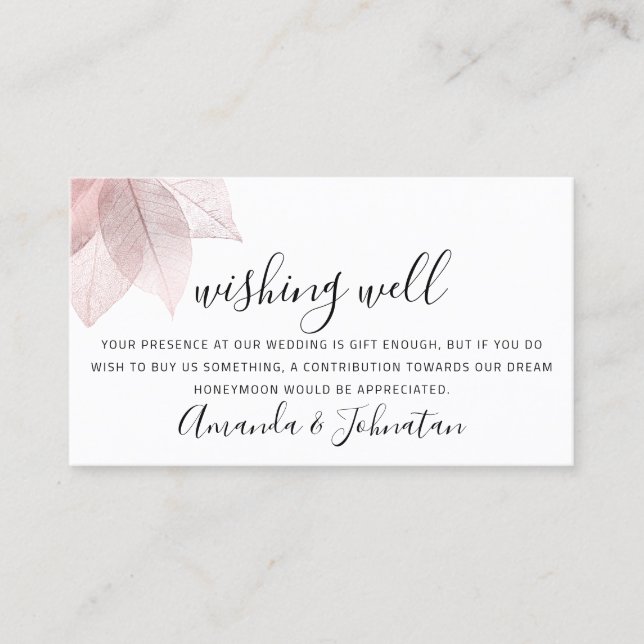 Wishing Well For Wedding Invitation Rose Blush (Front)