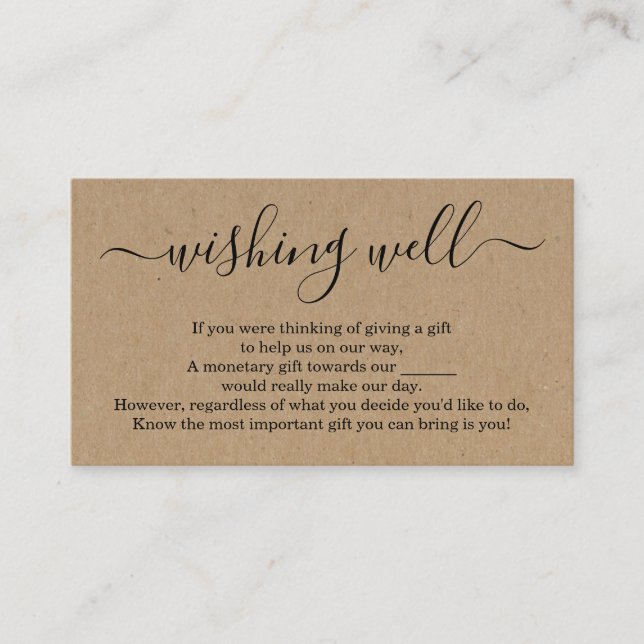 Wishing Well for Wedding Invitation - Text on Back (Front)